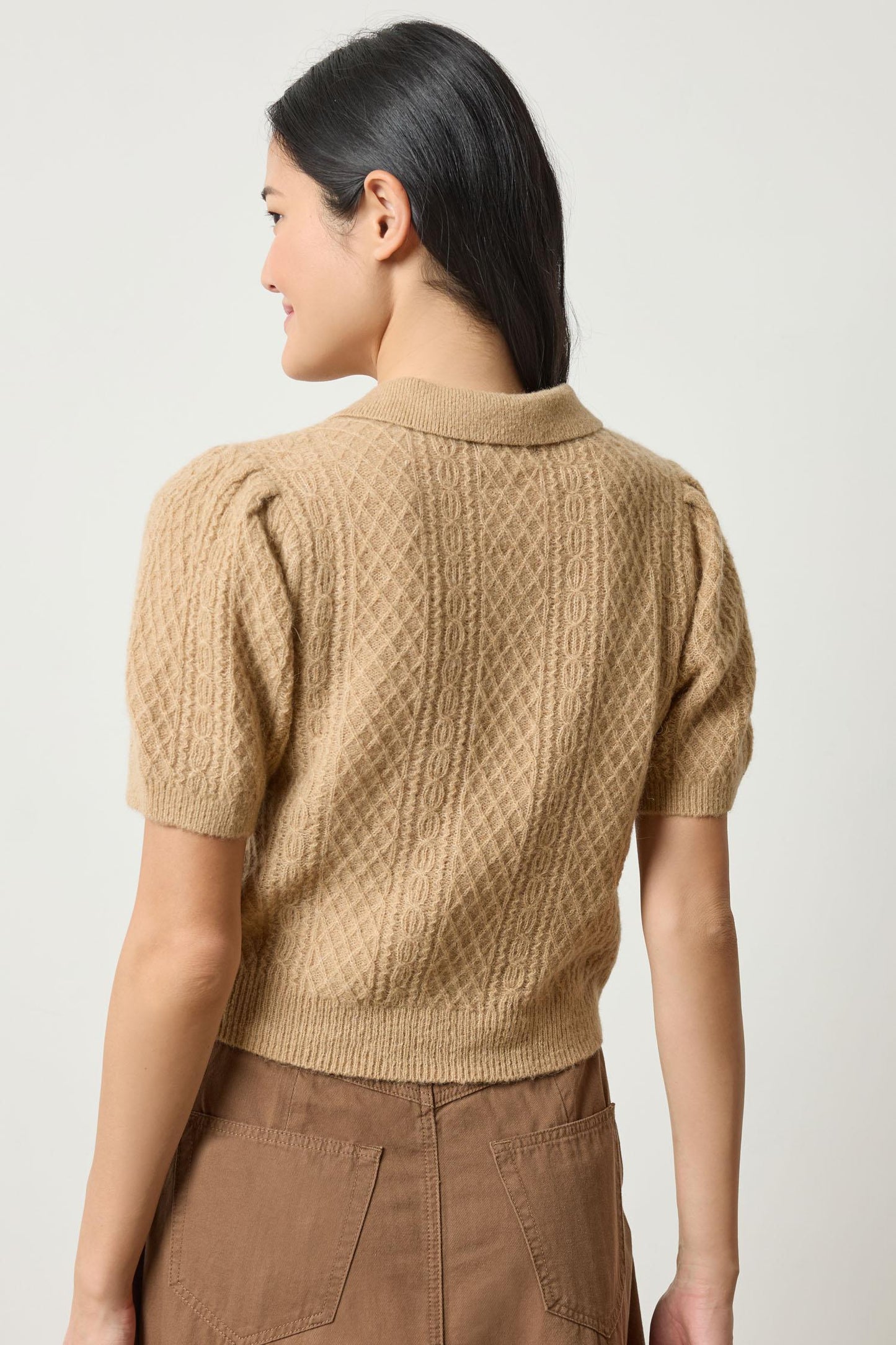 Mixed Stitch Elbow TV Sleeve Polo