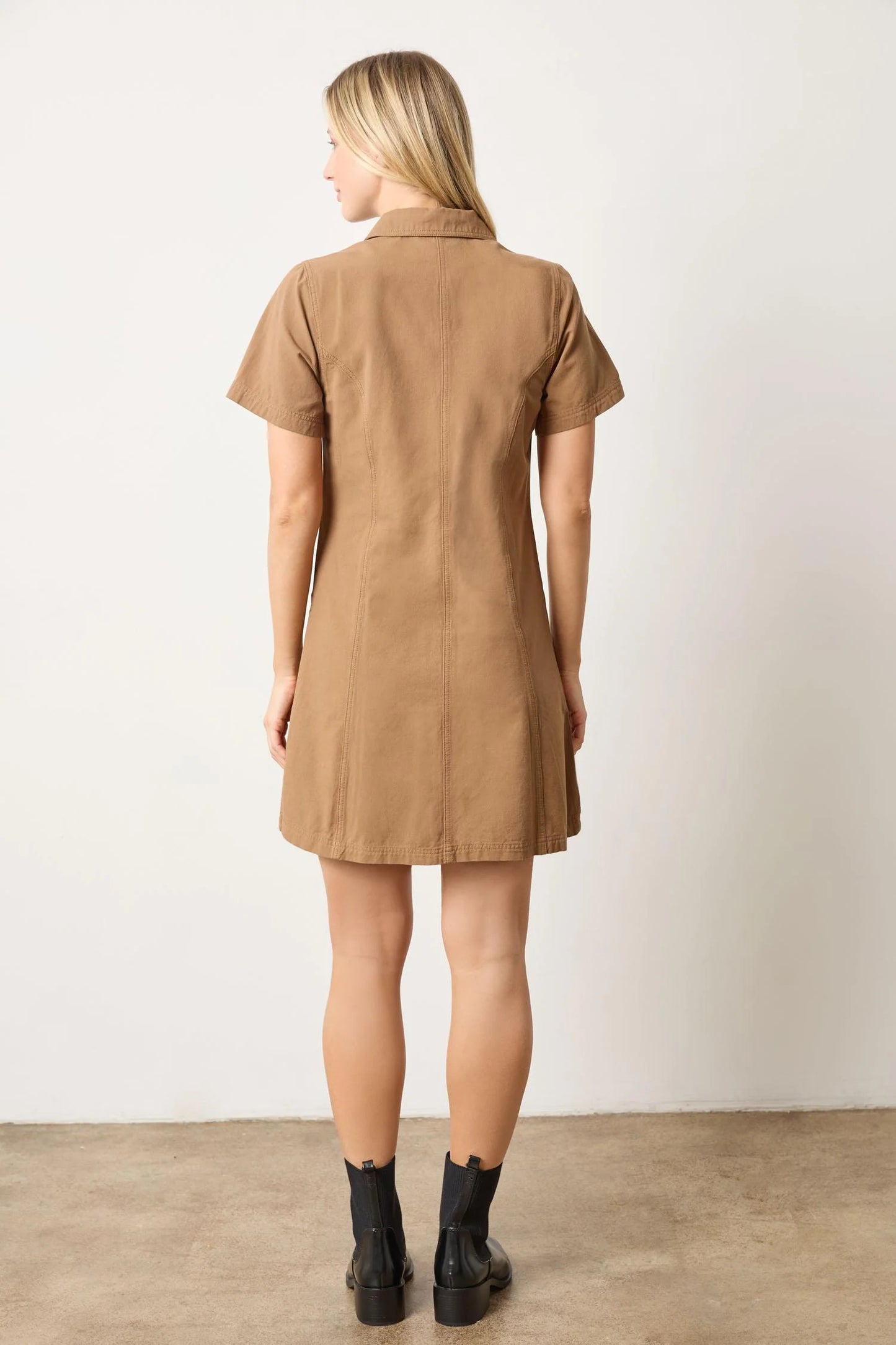 Twill Paneled Shirt Dress