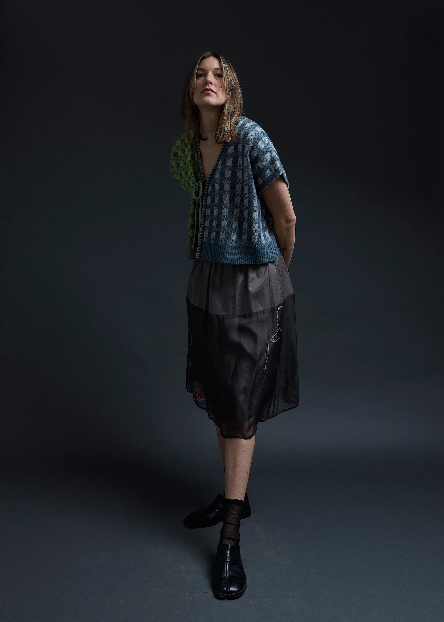 Green Blue Checker Vest Jacket