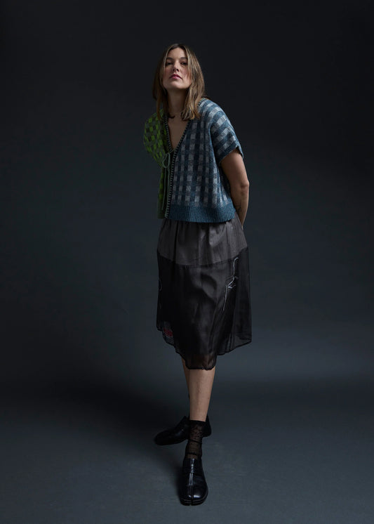 Green Blue Checker Vest Jacket