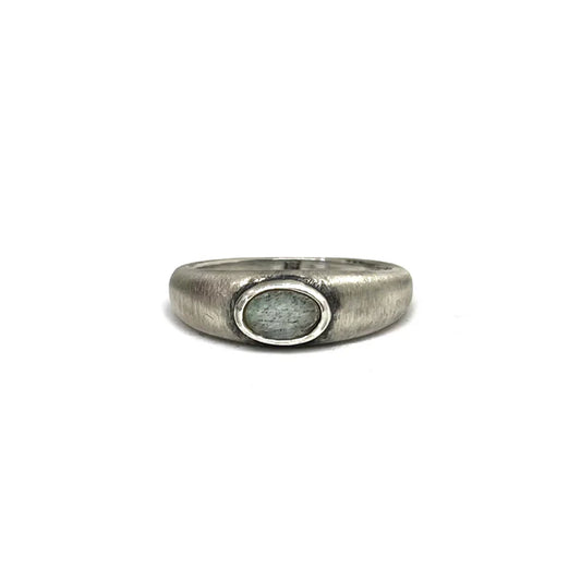 Vintage Silver Stackable Oval & Rectangular Labradorite Rings