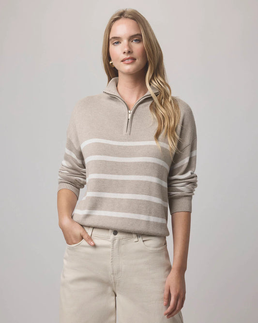 Georgie Stripe Quarter Zip Sweater