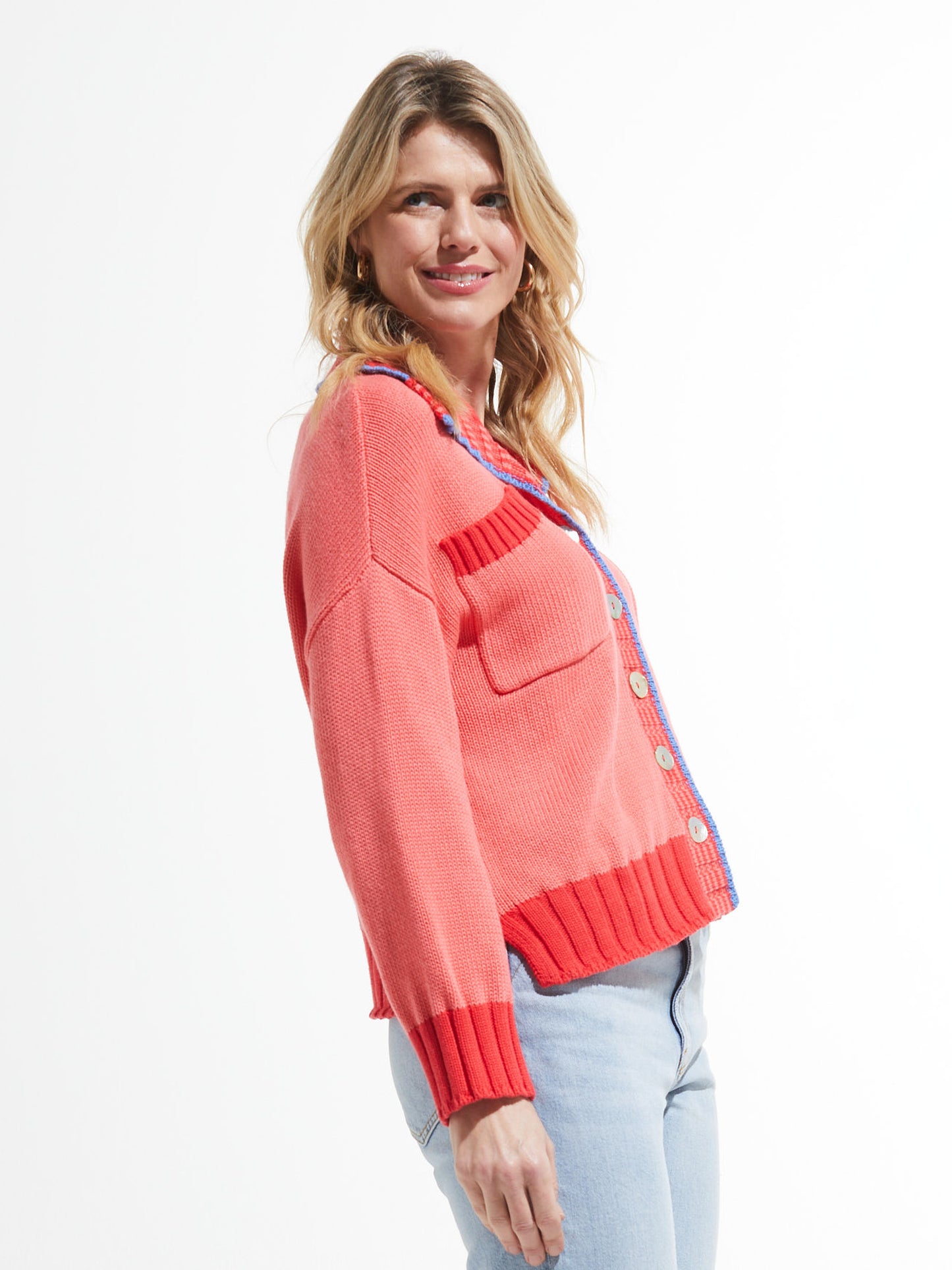 Button Up Cardigan W/ Line Detail