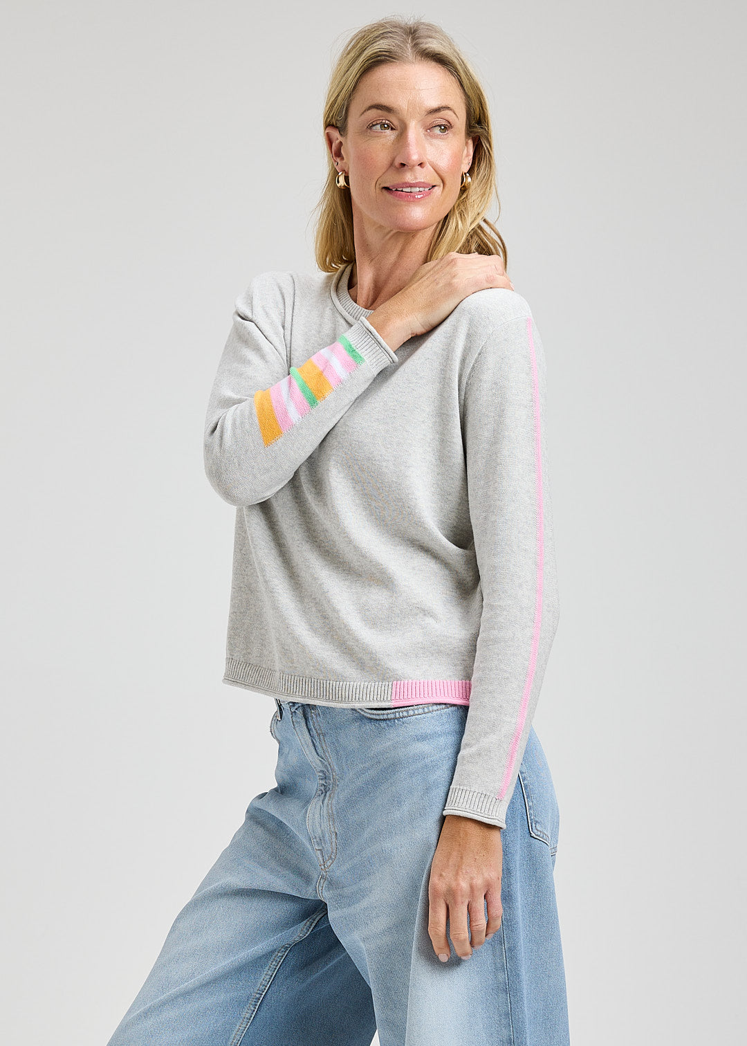Light Marl Roll Trim Sweater