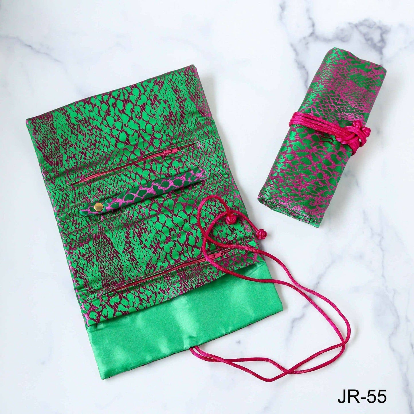 Animal Skin Brocade Jewelry Rolls, Travel Jewelry Pouch