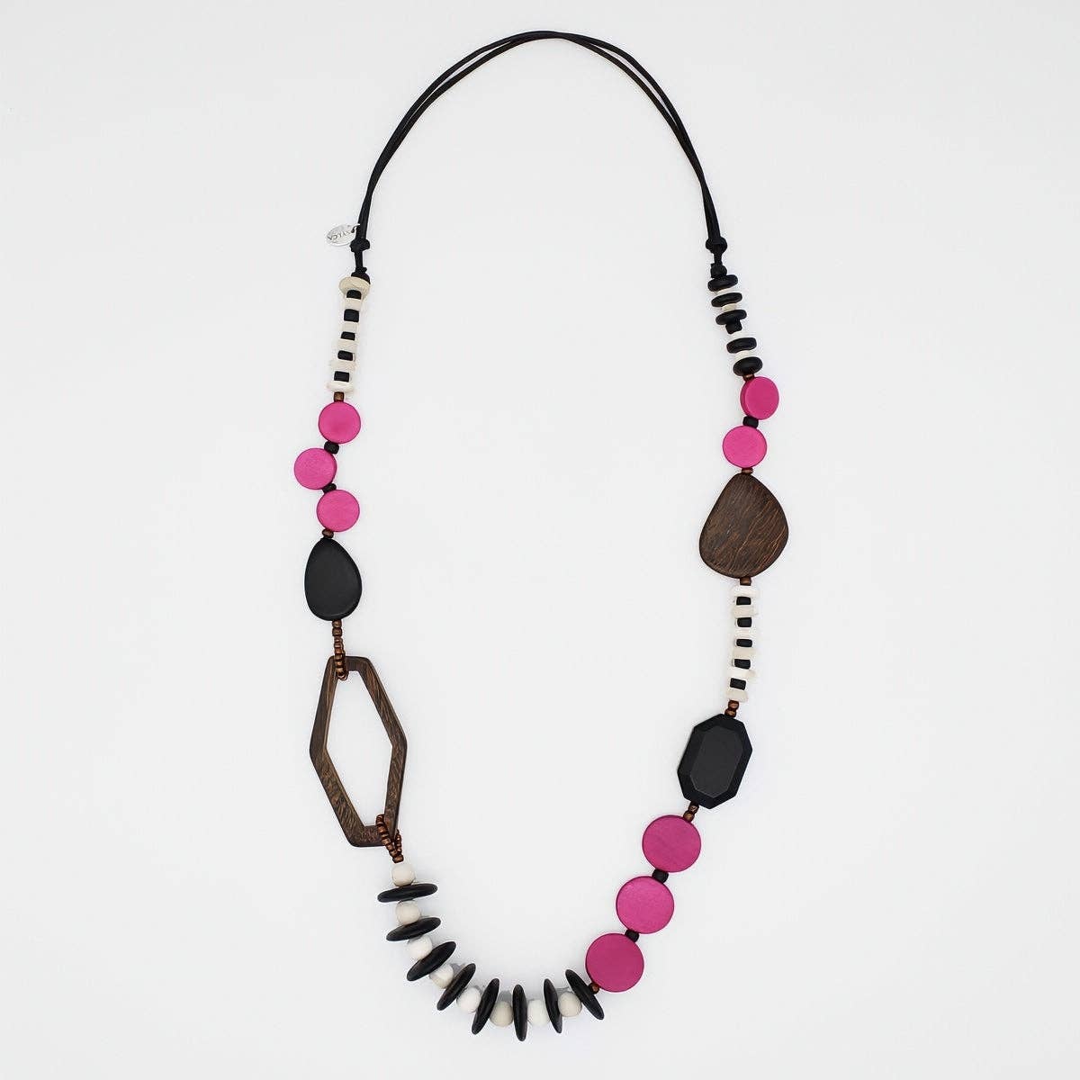 Fuchsia Wood Bead Gabby Necklace