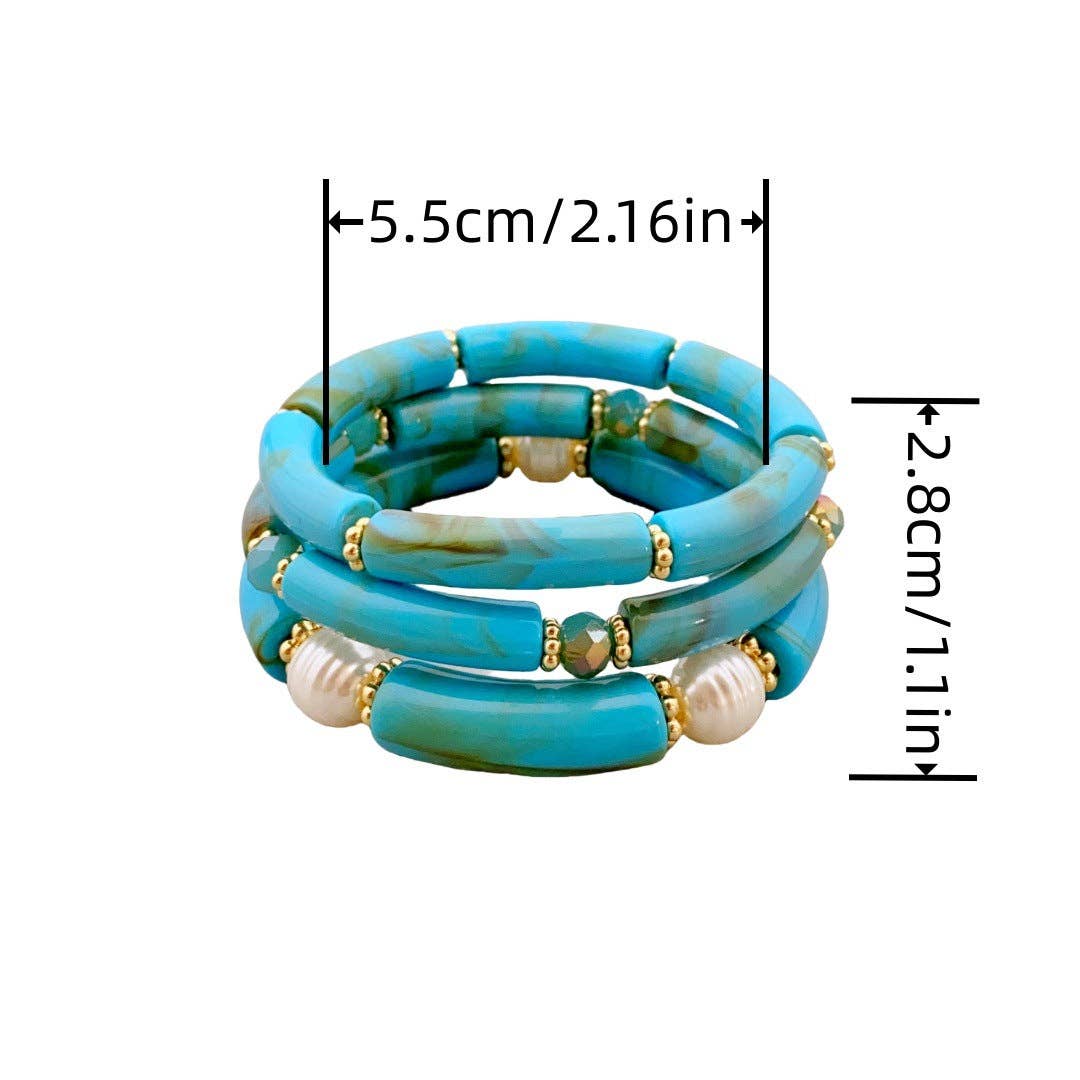 3 Pcs Minimalist Layered Acrylic Bead Bracelets DP25E766