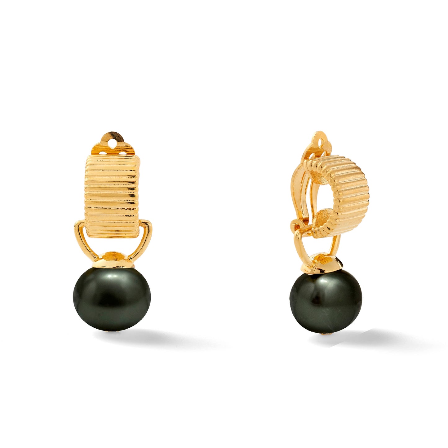 Classic Scalloped Ear Clips With Detachable Drop