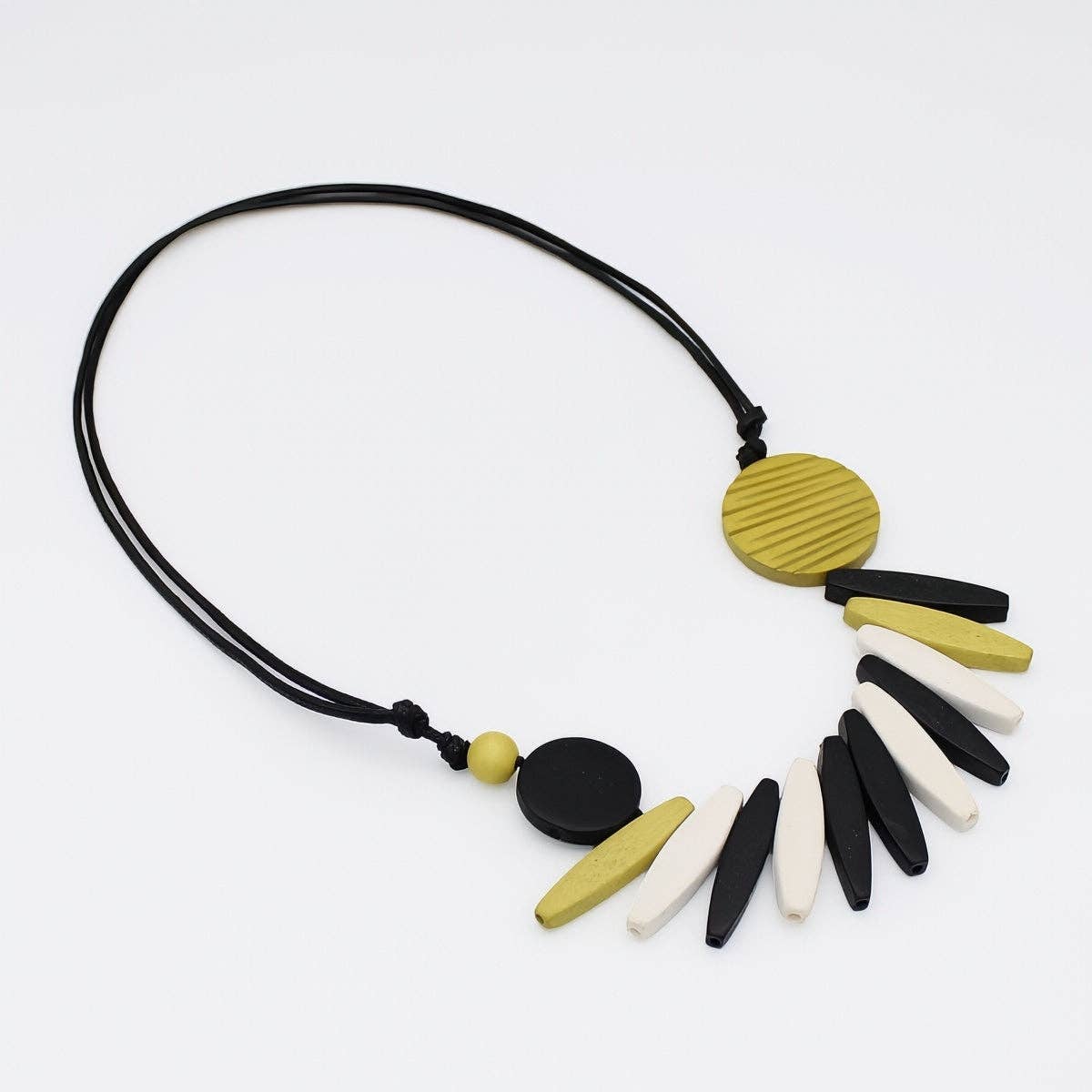 Chartreuse Wood Fringe Necklace