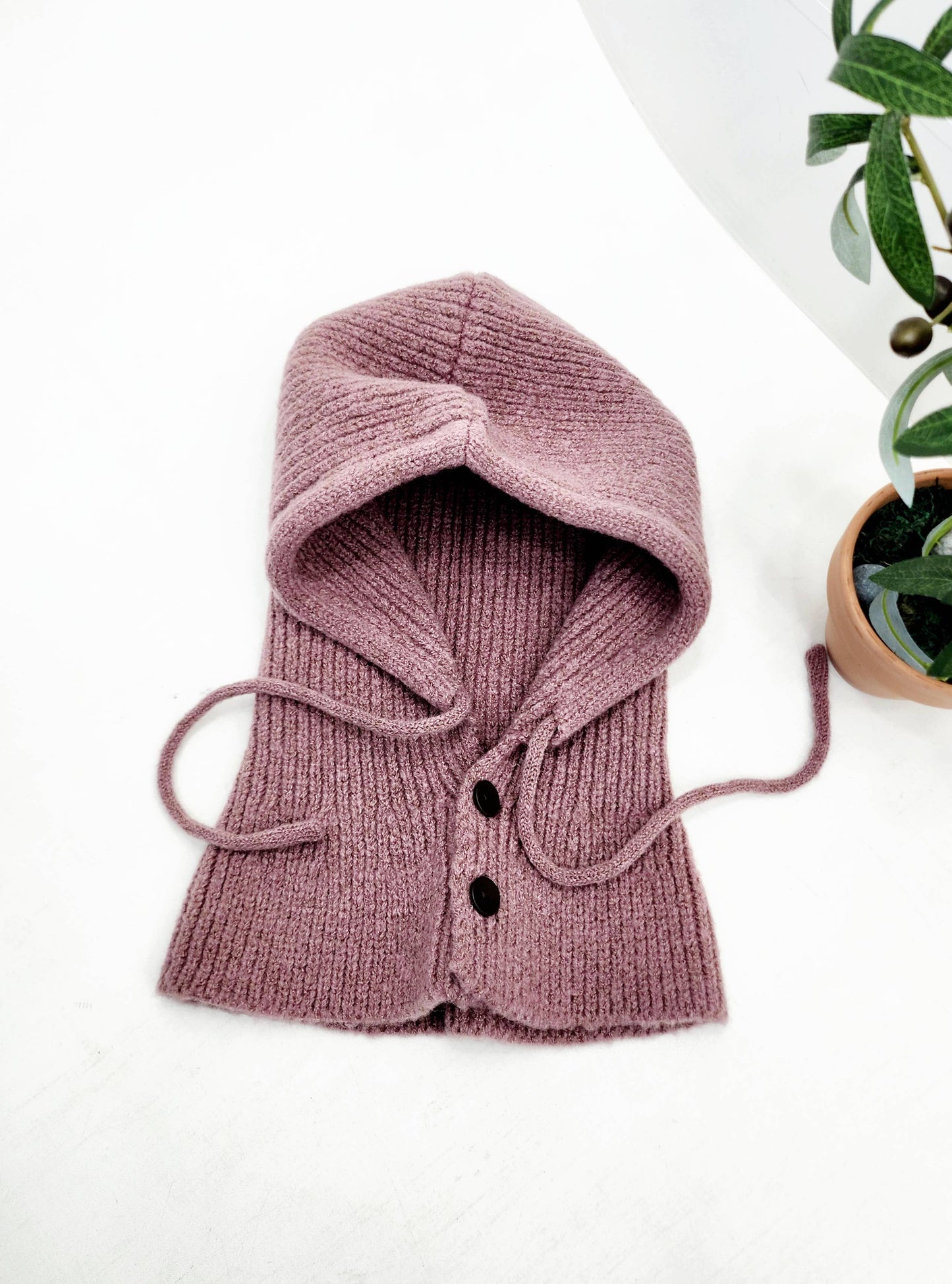 Sweater Knit Wool Hooded Winter Balaclava Hat