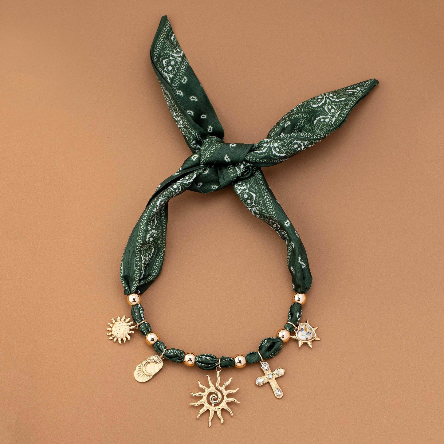 HANDMADE SCARF NECKLACE-SUNBLAST CROSS HEART MOON | 80N92552