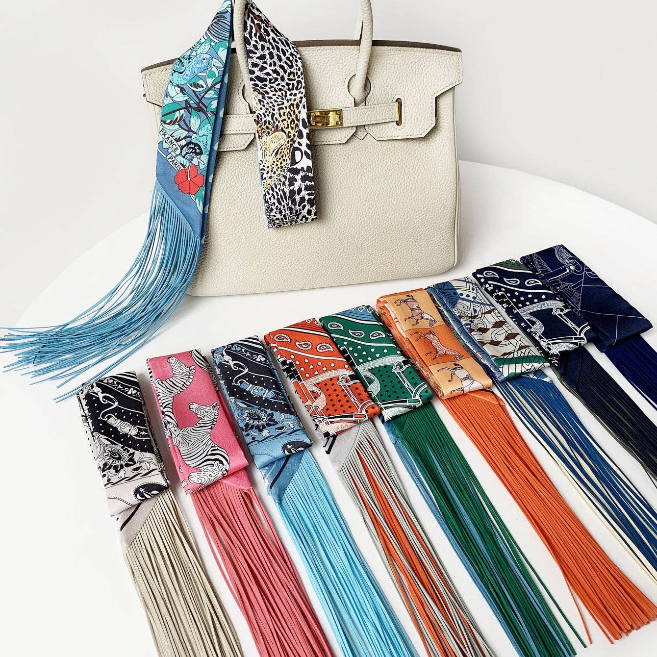 Fringe Twill Silk Scarf Multi-Purpose Decorative Streamer