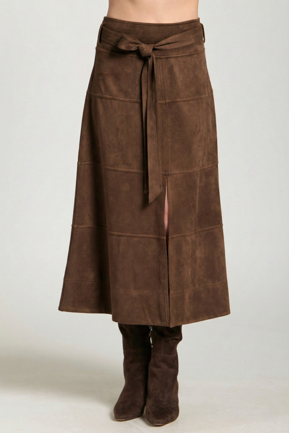 Vegan Suede Skirt - Chocolate Brown
