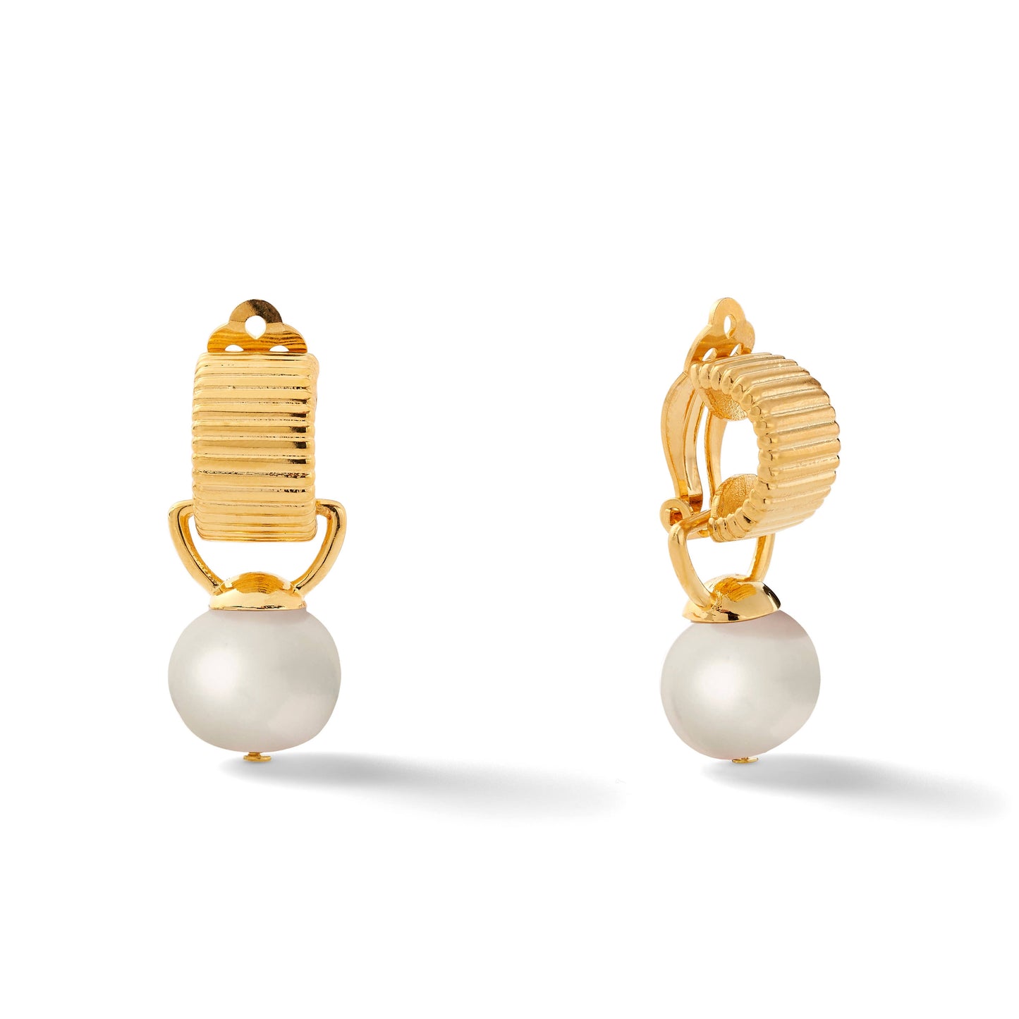 Classic Scalloped Ear Clips With Detachable Drop