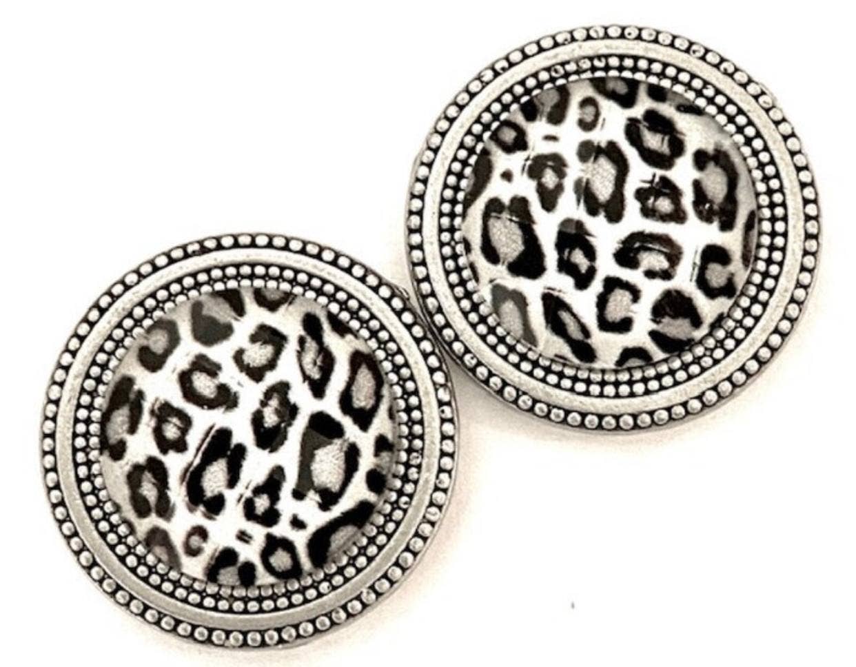 Snow Leopard Print Magnet Button Pin Set