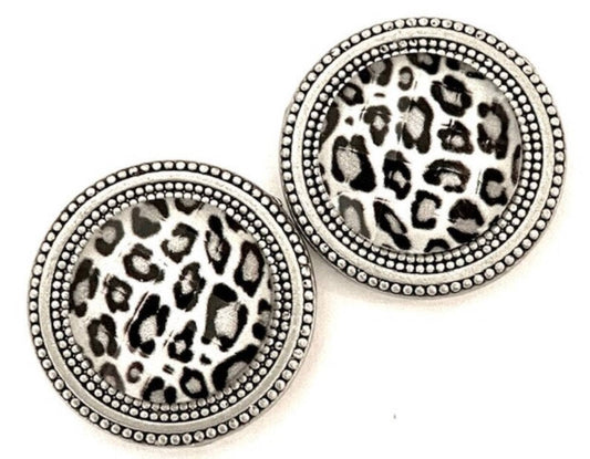 Snow Leopard Print Magnet Button Pin Set