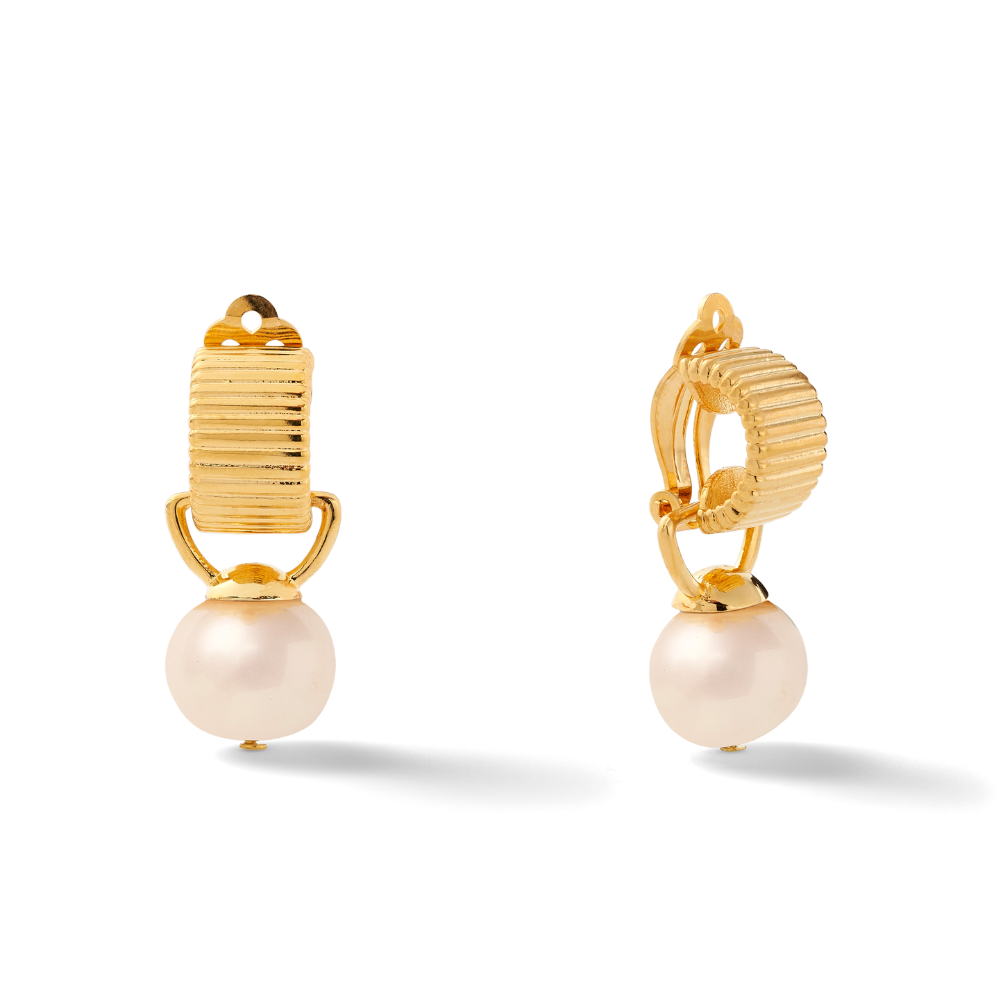 Classic Scalloped Ear Clips With Detachable Drop