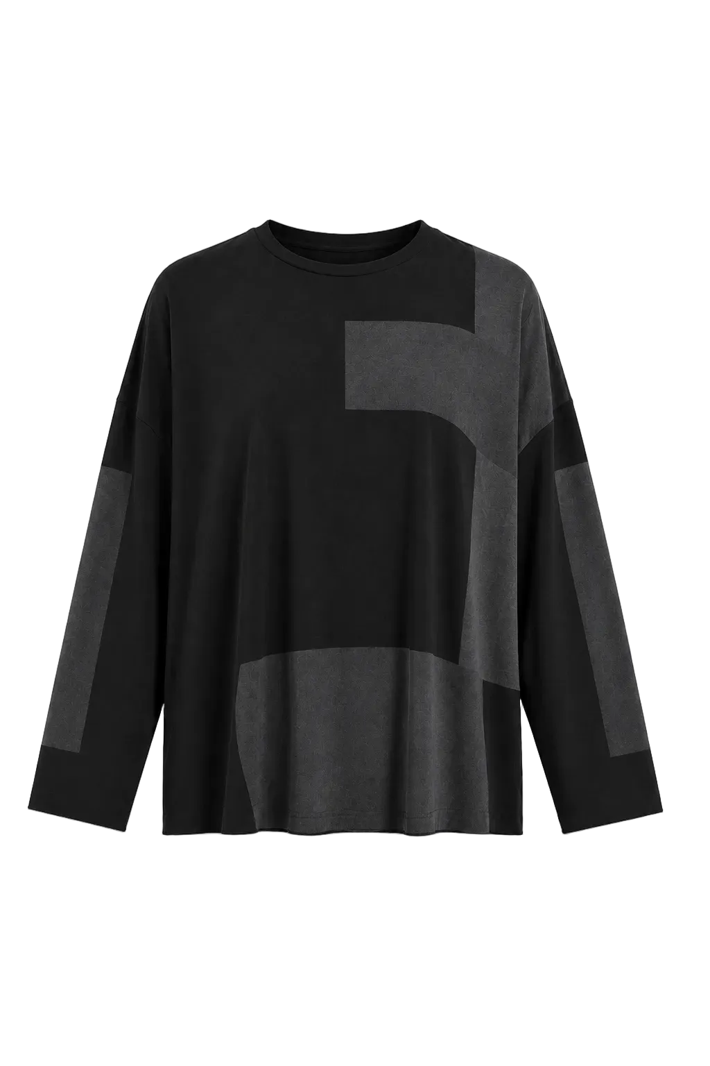 Pima Cotton Blocks Luxury Boxy Tee - Black