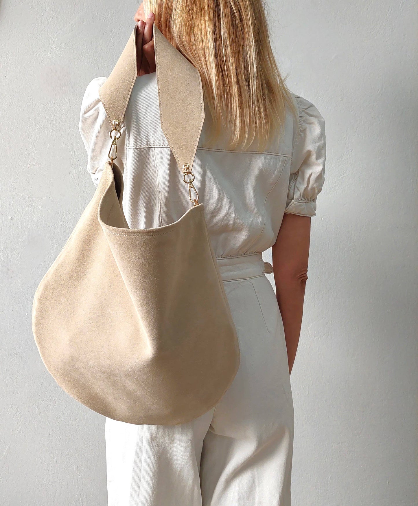 Anna soft suede hobo bag
