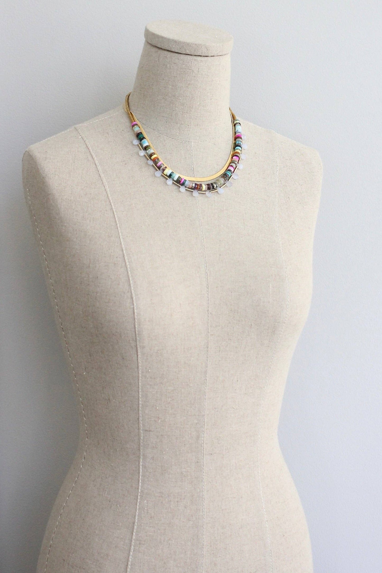 KYL517 triple strand multicolor necklace