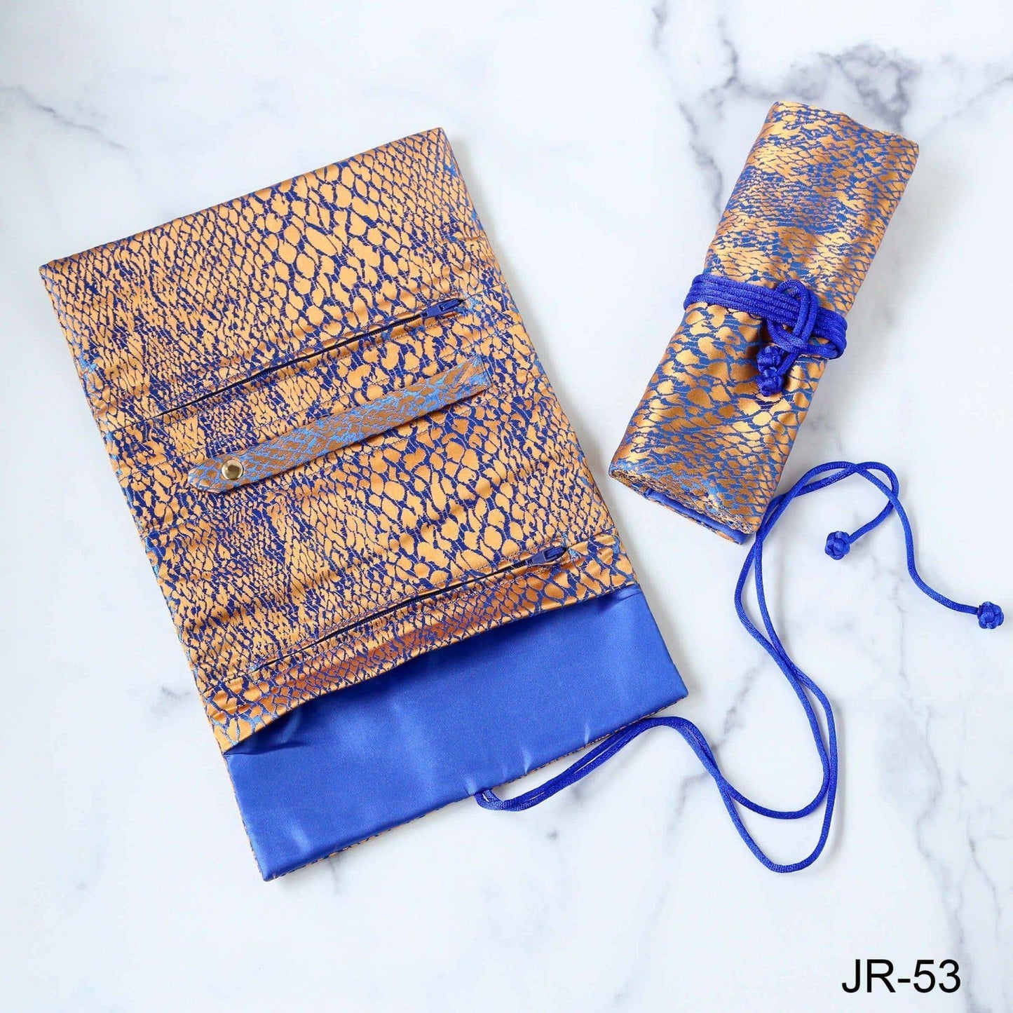 Animal Skin Brocade Jewelry Rolls, Travel Jewelry Pouch