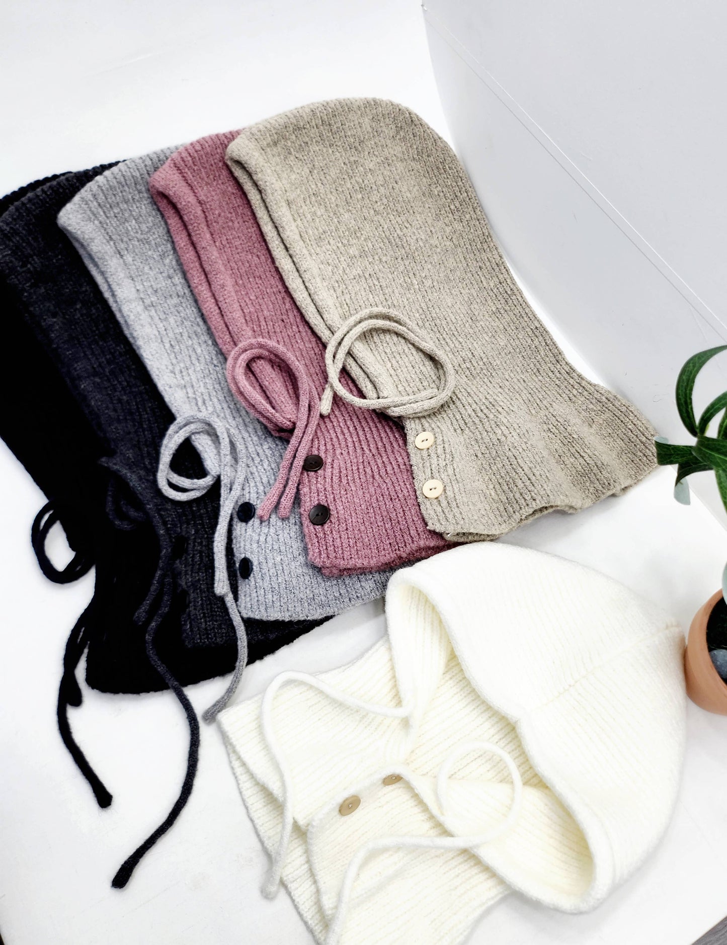 Sweater Knit Wool Hooded Winter Balaclava Hat