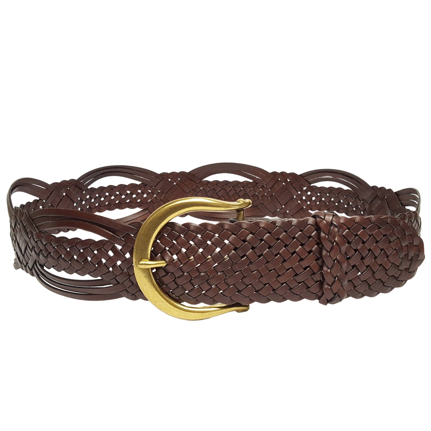 Hand Braided Leather Belt with Horseshoe shape buckle