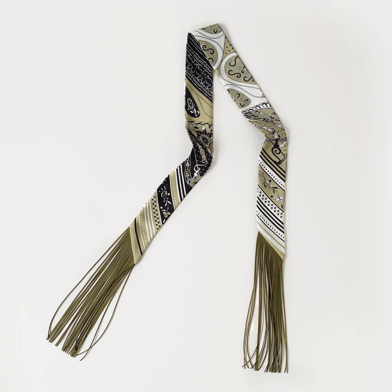 Fringe Twill Silk Scarf Multi-Purpose Decorative Streamer