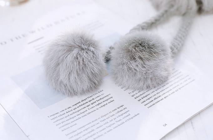 Women Winter hat pompom beanie Cable Knit hat Faux Fur Tie