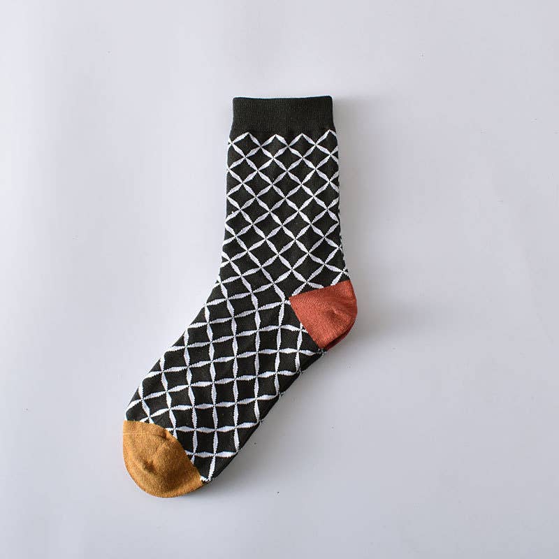 Women’s Cotton Crew Socks – Retro Floral Pattern