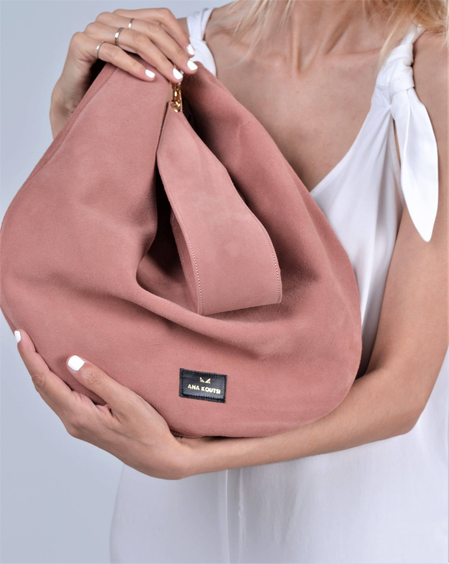 Anna soft suede hobo bag