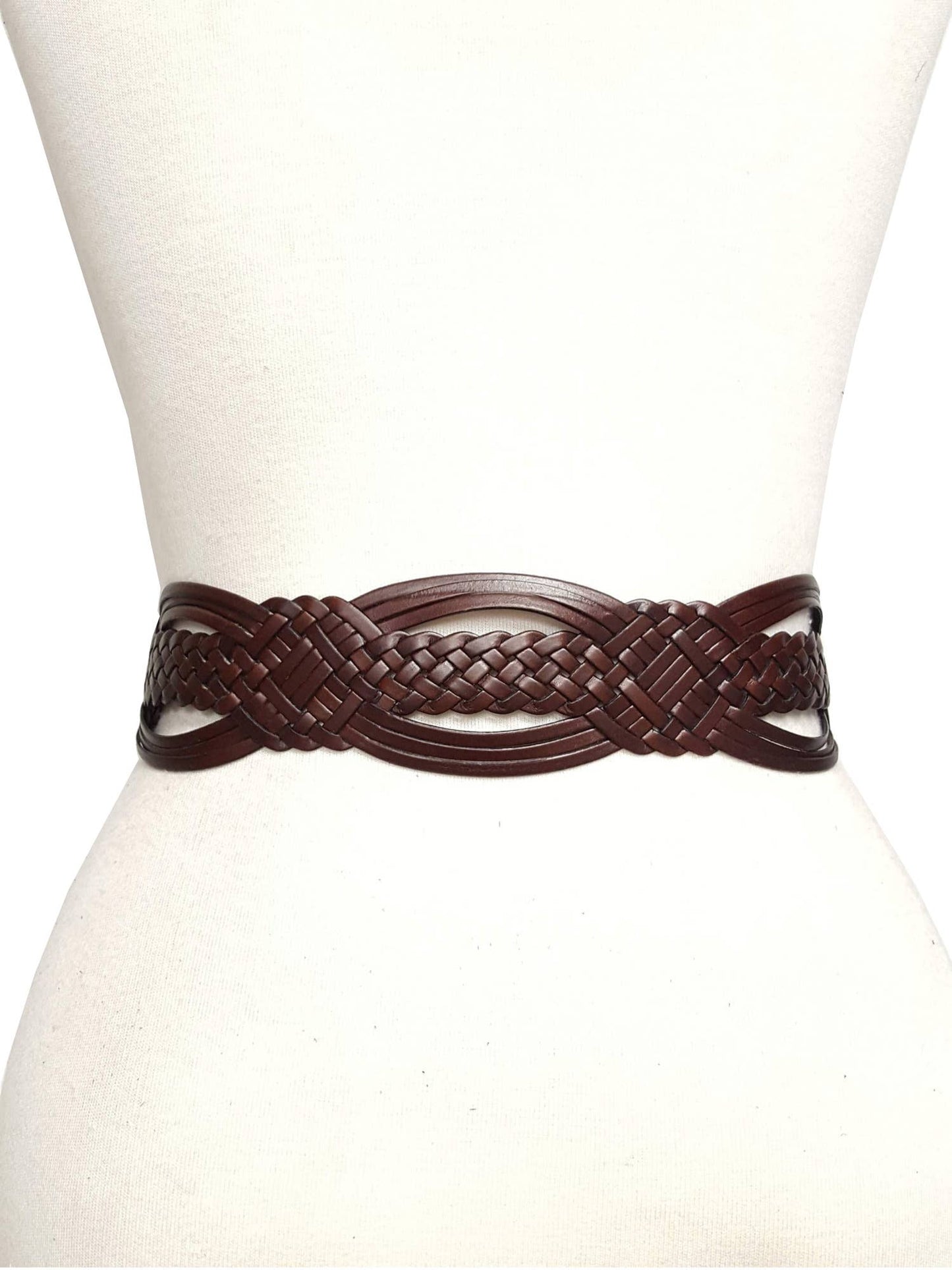 Hand Braided Leather Belt with Horseshoe shape buckle