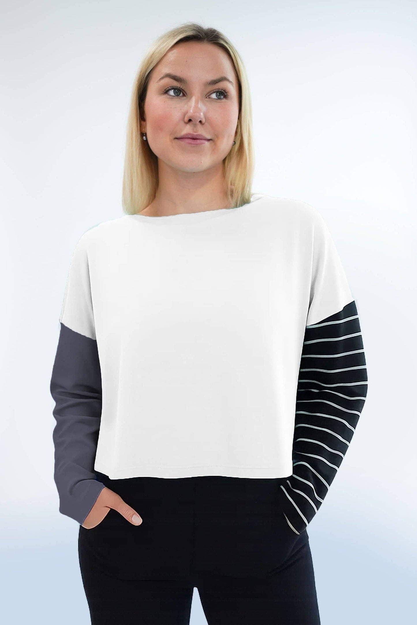 Pima Cotton Mixed Media Mini Luxury Boxy T-Shirt - White