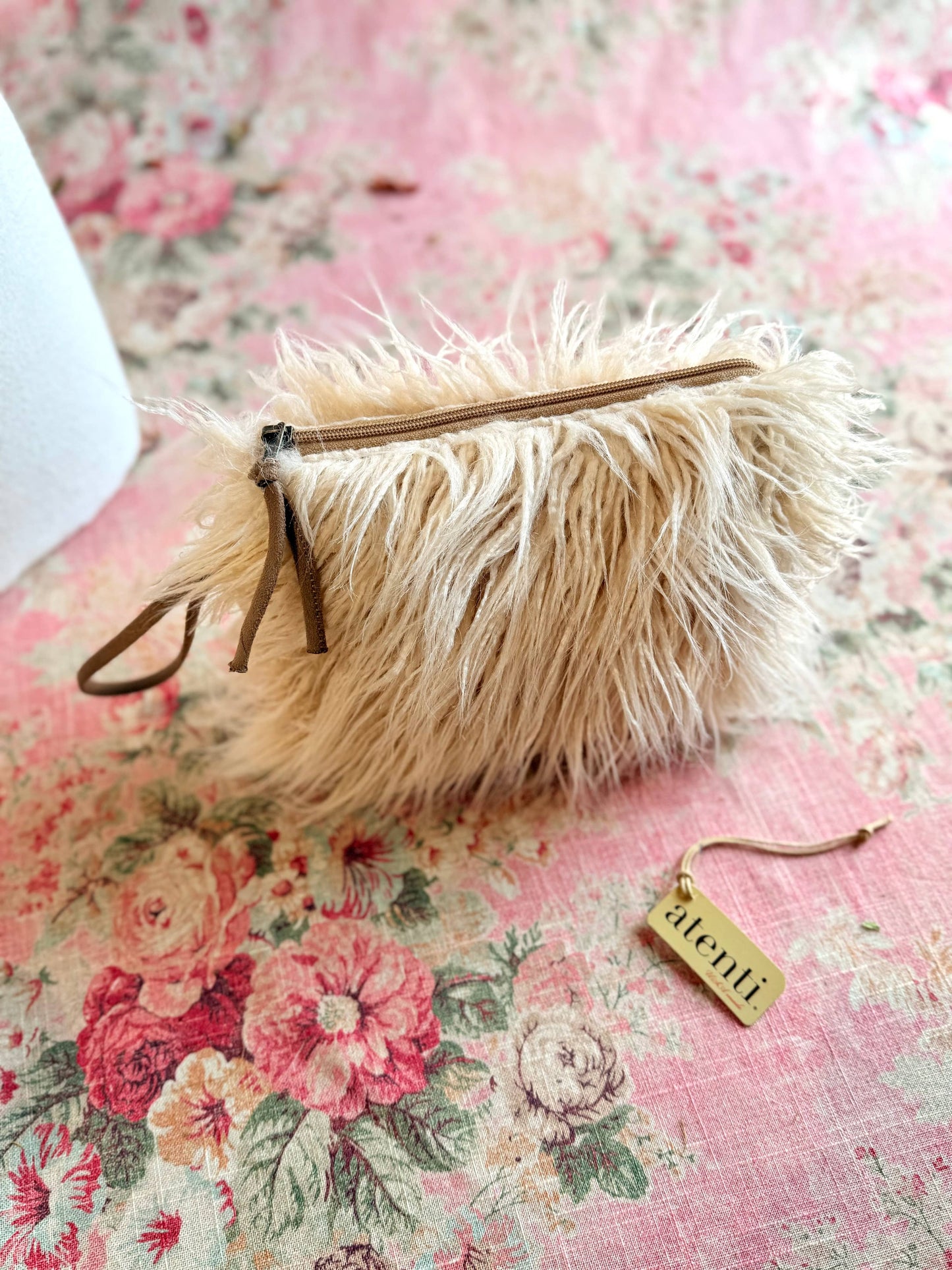 Llama Zipper Pouch- Faux Fur | Handmade USA | Holiday Gift