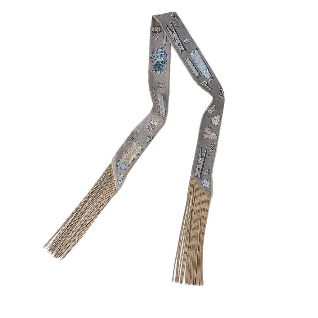Fringe Twill Silk Scarf Multi-Purpose Decorative Streamer
