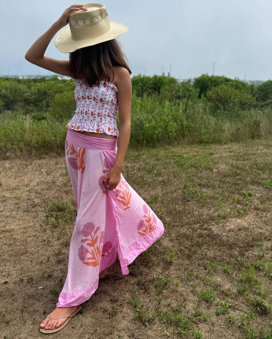 The Capri Poppy Maxi Wrap Skirt / Dress / Cover Up- Made of Voile Cotton