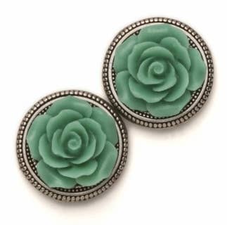 Large Turquoise Rose Magnet Button Pin Set