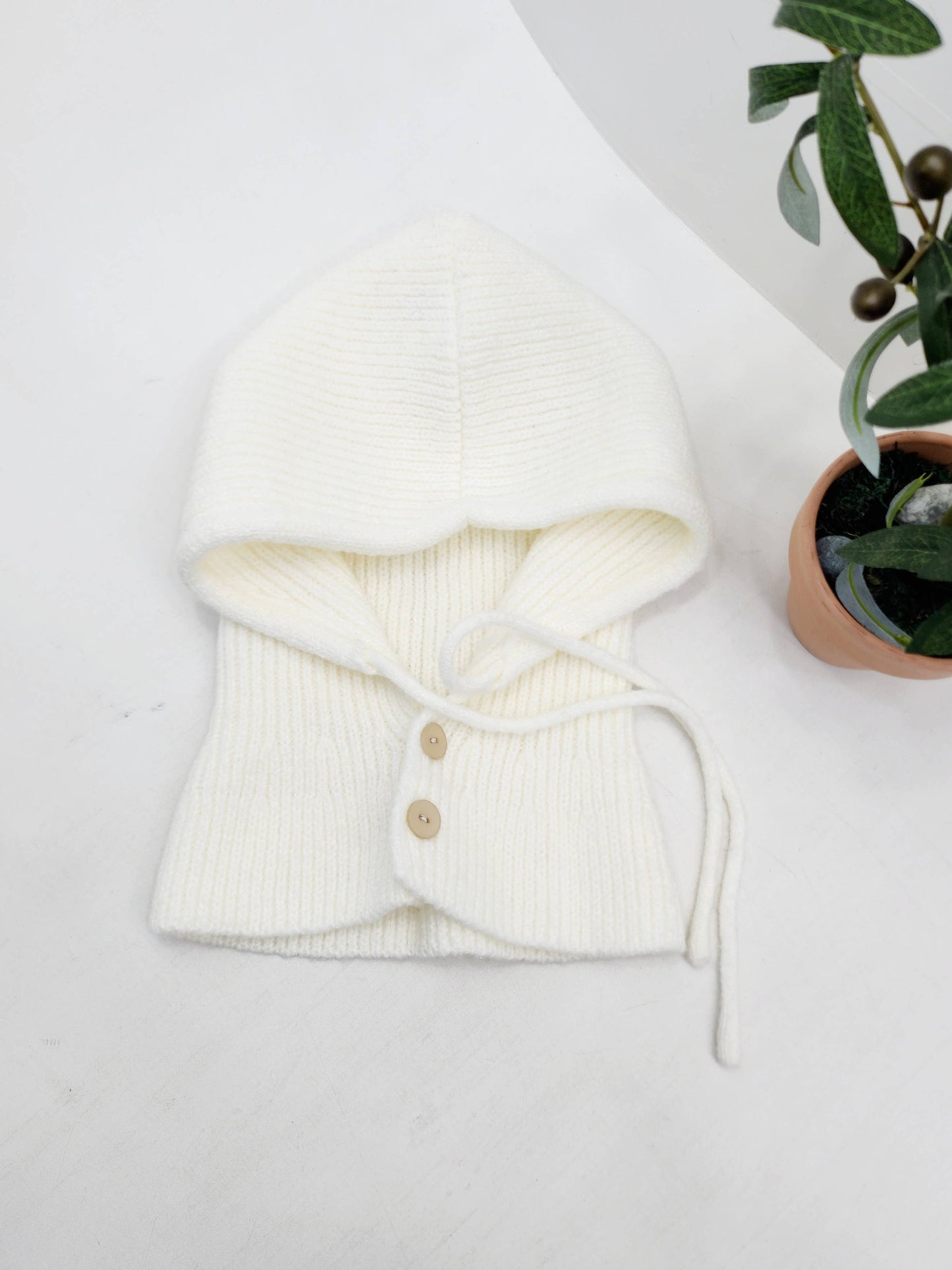 Sweater Knit Wool Hooded Winter Balaclava Hat