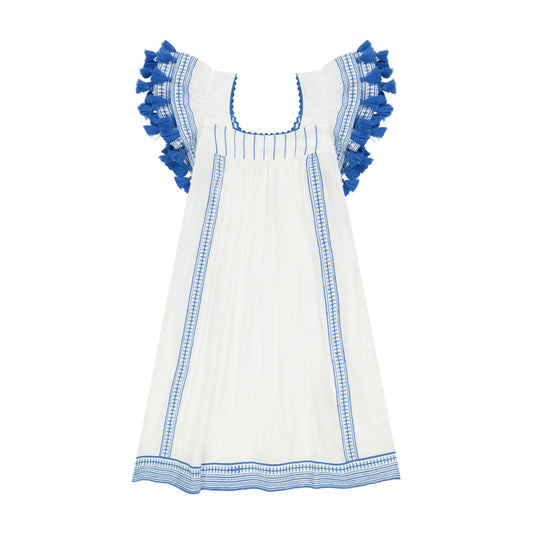 Mini Sandrine Women's Dress Lapis Blue Embroidery