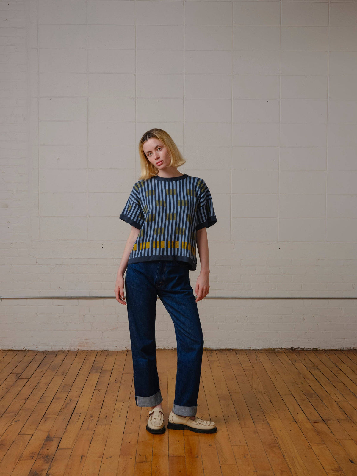 Bauhaus Short Sleeve Sweater Tee - Lazurite