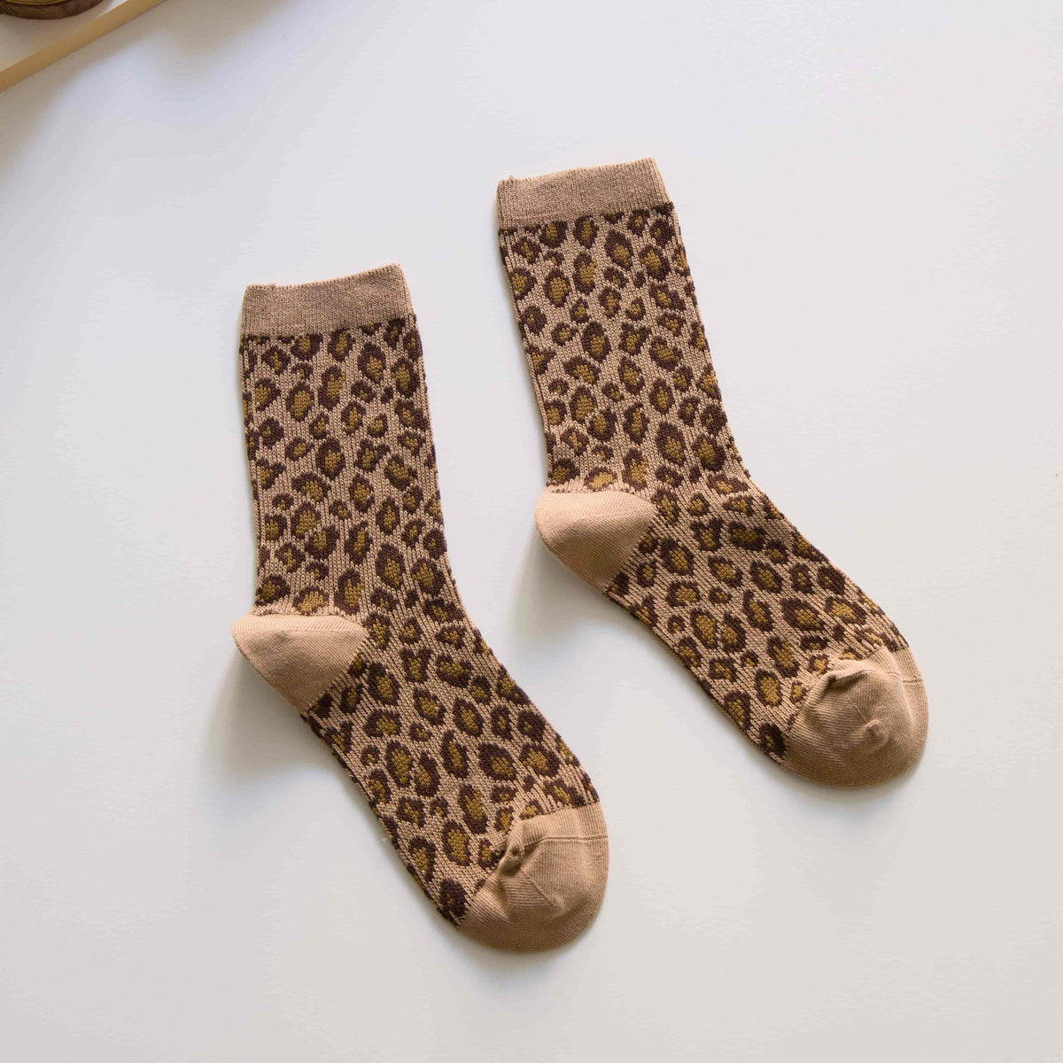 Women’s Leopard Print Cotton Crew Socks – Retro Style