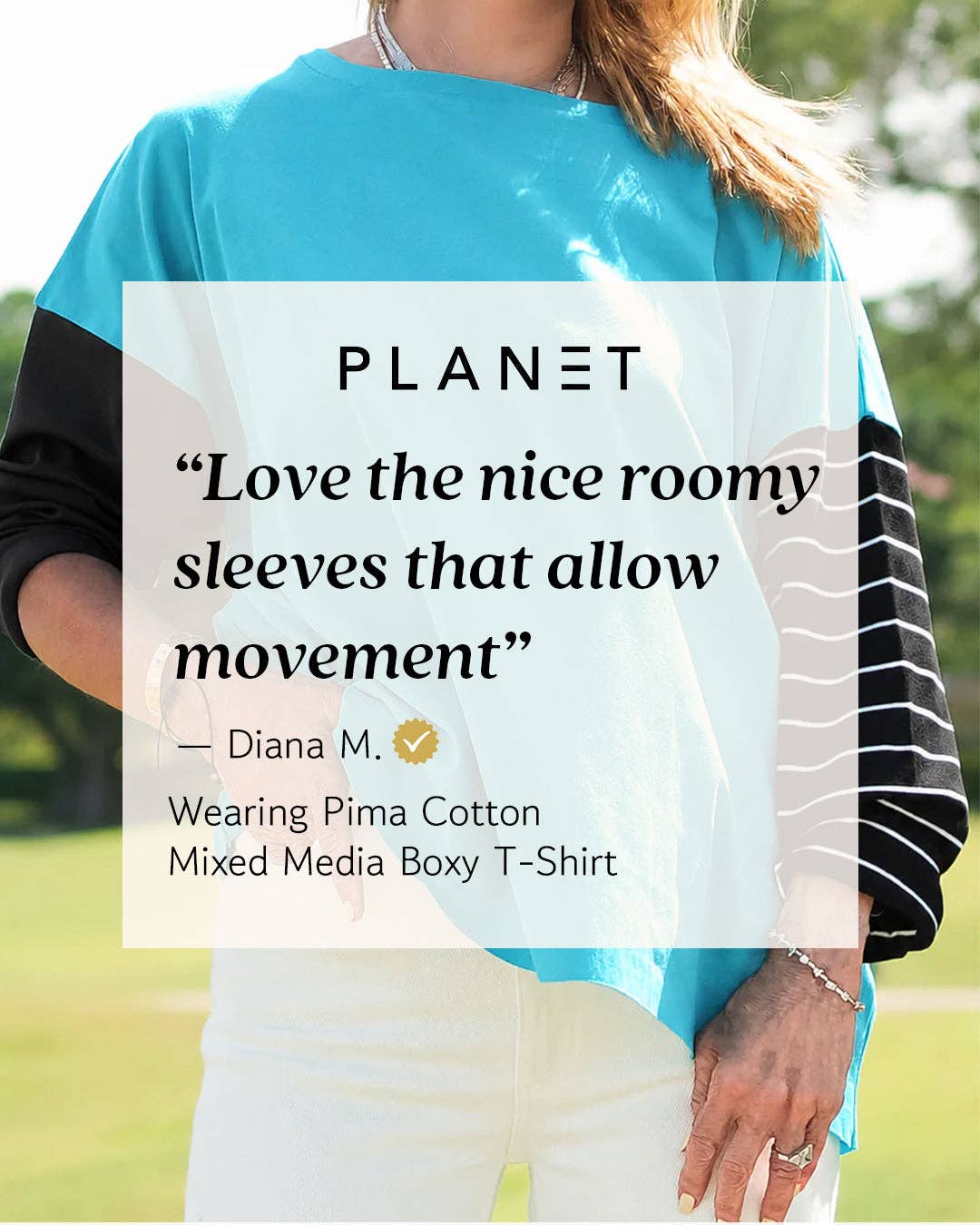 Pima Cotton Mixed Media Boxy T-Shirt - Guacamole/Loden