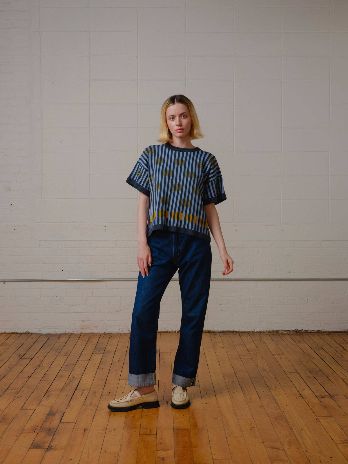 Bauhaus Short Sleeve Sweater Tee - Lazurite