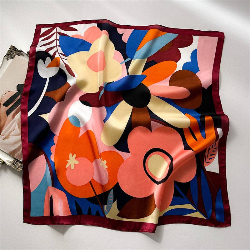 Printed Silk-Like 70Cm Square Scarf