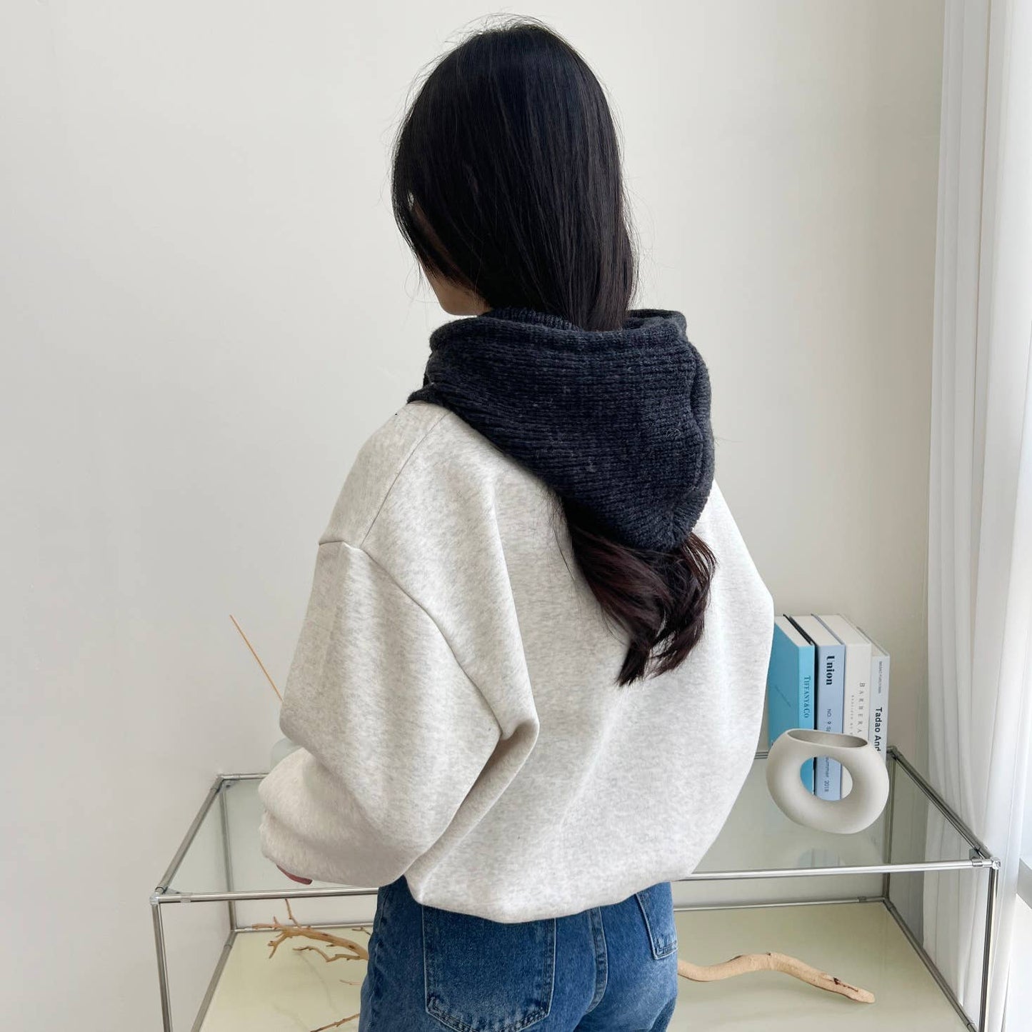 Sweater Knit Wool Hooded Winter Balaclava Hat