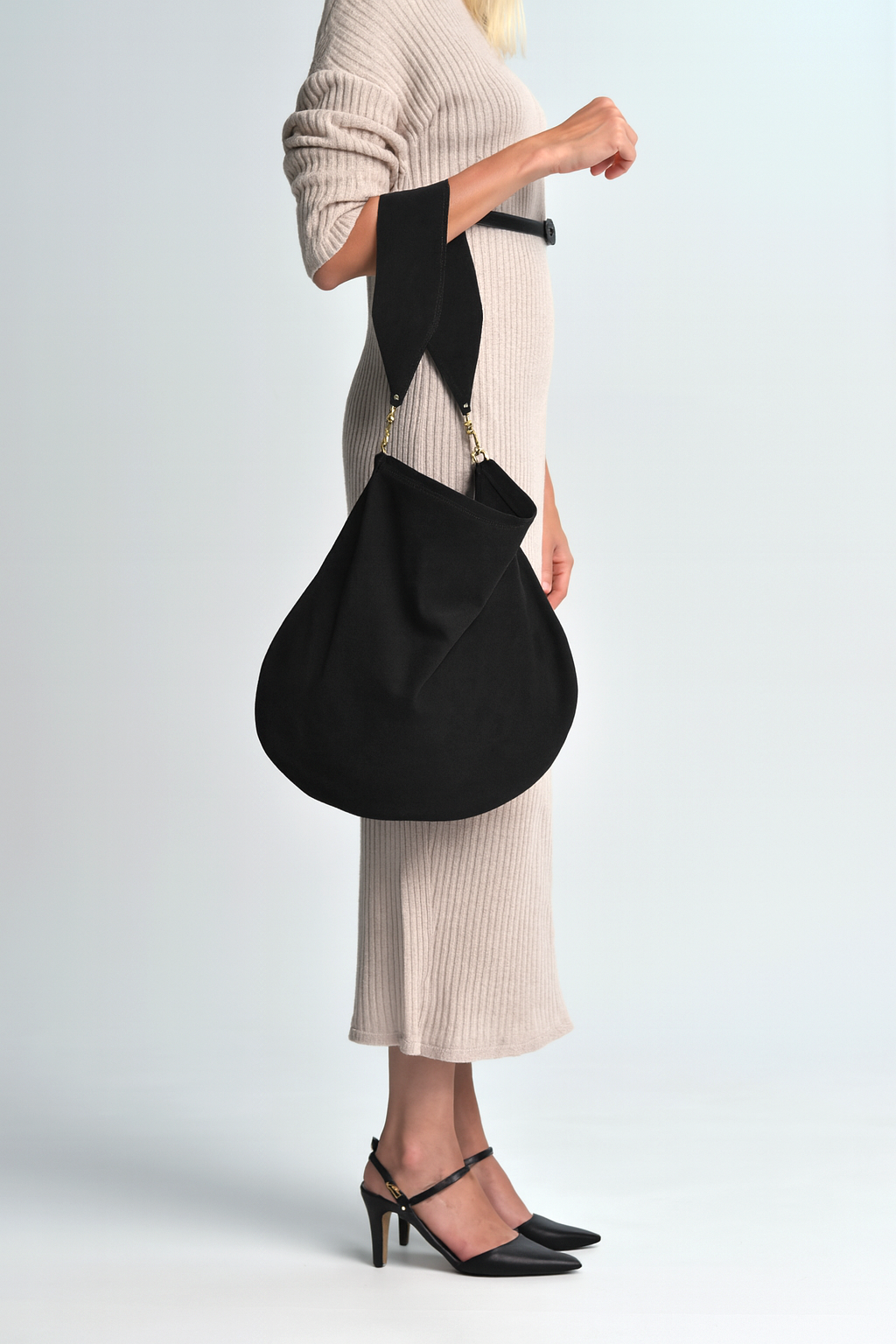 Anna soft suede hobo bag