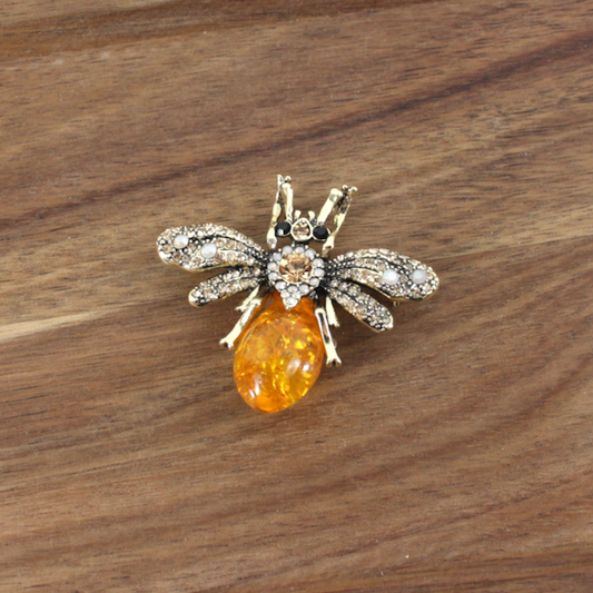 B24041 Bee Stainless Steel/Semi-Precious Stone/Rhinestone