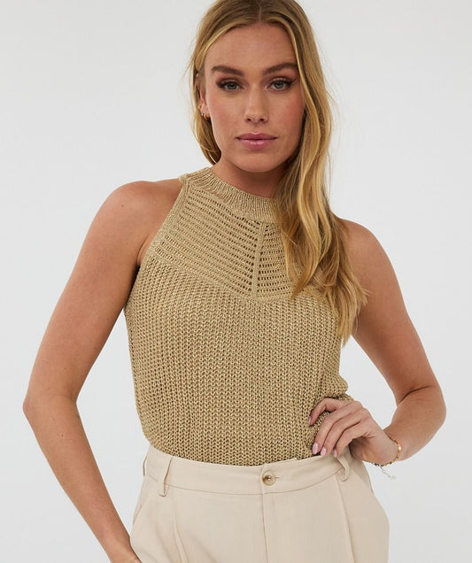Top Knitted Double V Lurex