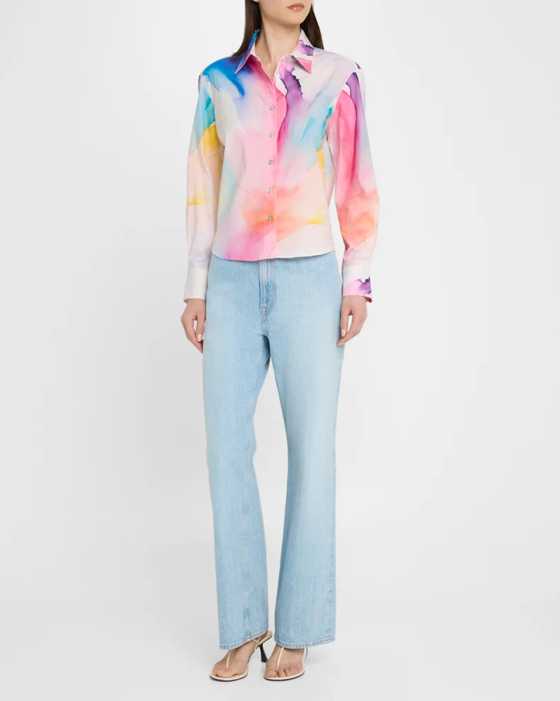 Andie Abstract Watercolor-Print Shirt