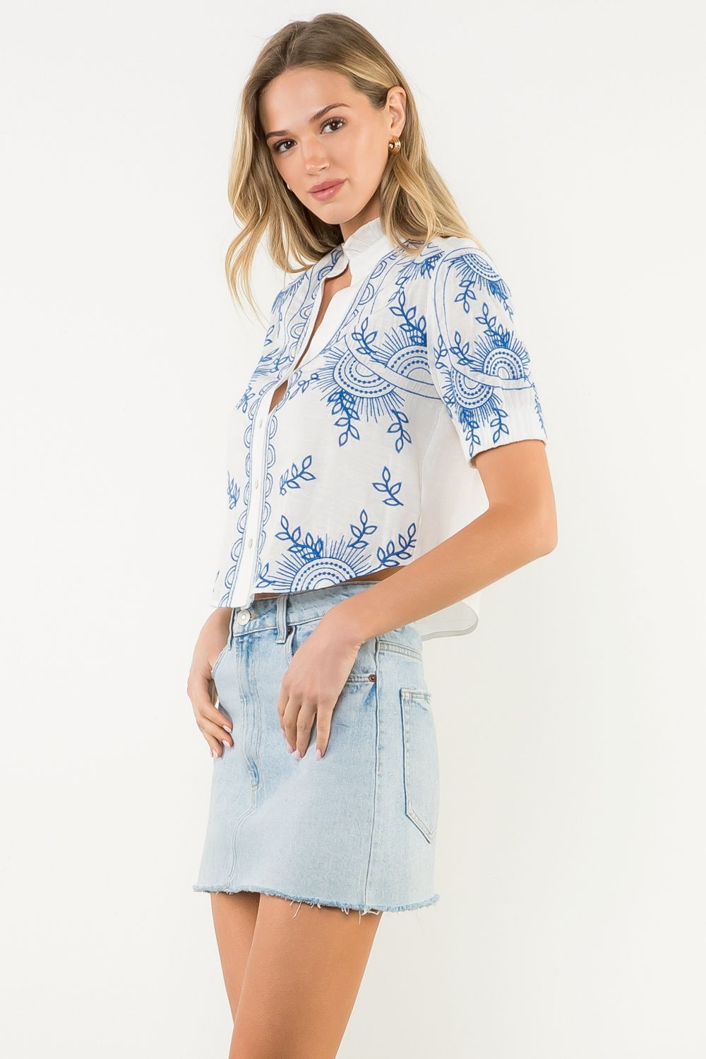 Short Sleeve Embroidered Top